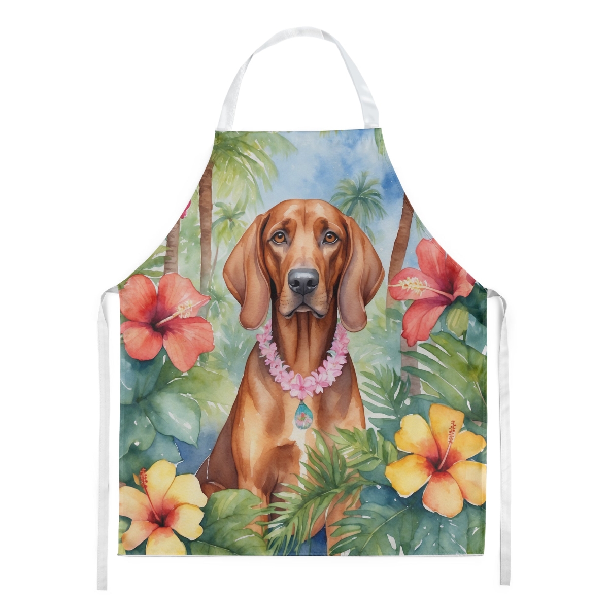 Picture of Carolines Treasures DAC6506APRON 30 x 27 in. Redbone Coonhound Luau Apron
