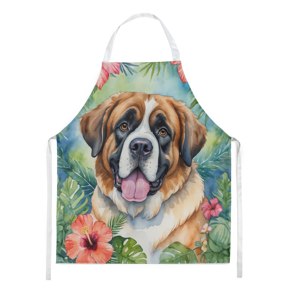 Picture of Carolines Treasures DAC6510APRON 30 x 27 in. Saint Bernard Luau Apron
