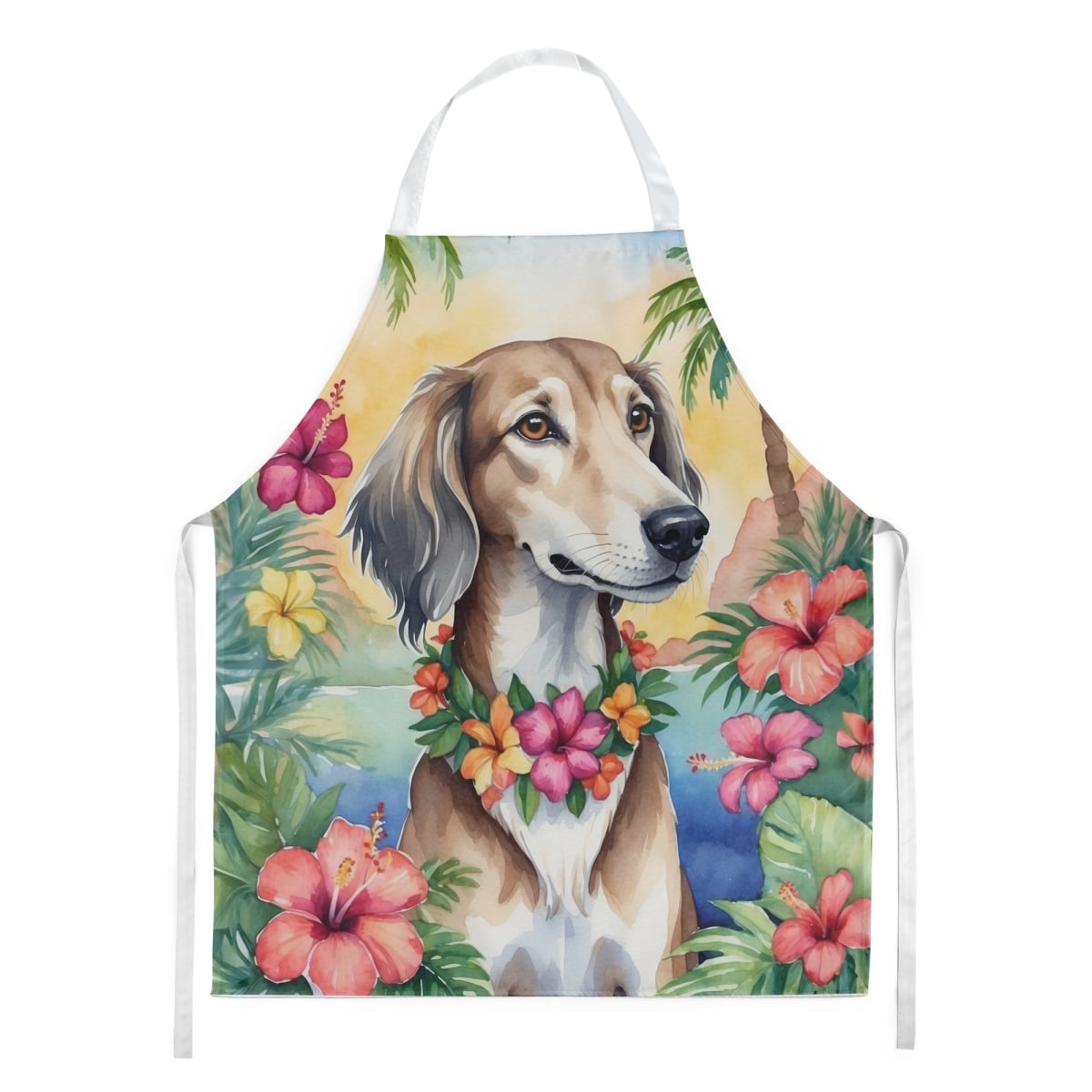 Picture of Carolines Treasures DAC6511APRON 30 x 27 in. Saluki Luau Apron