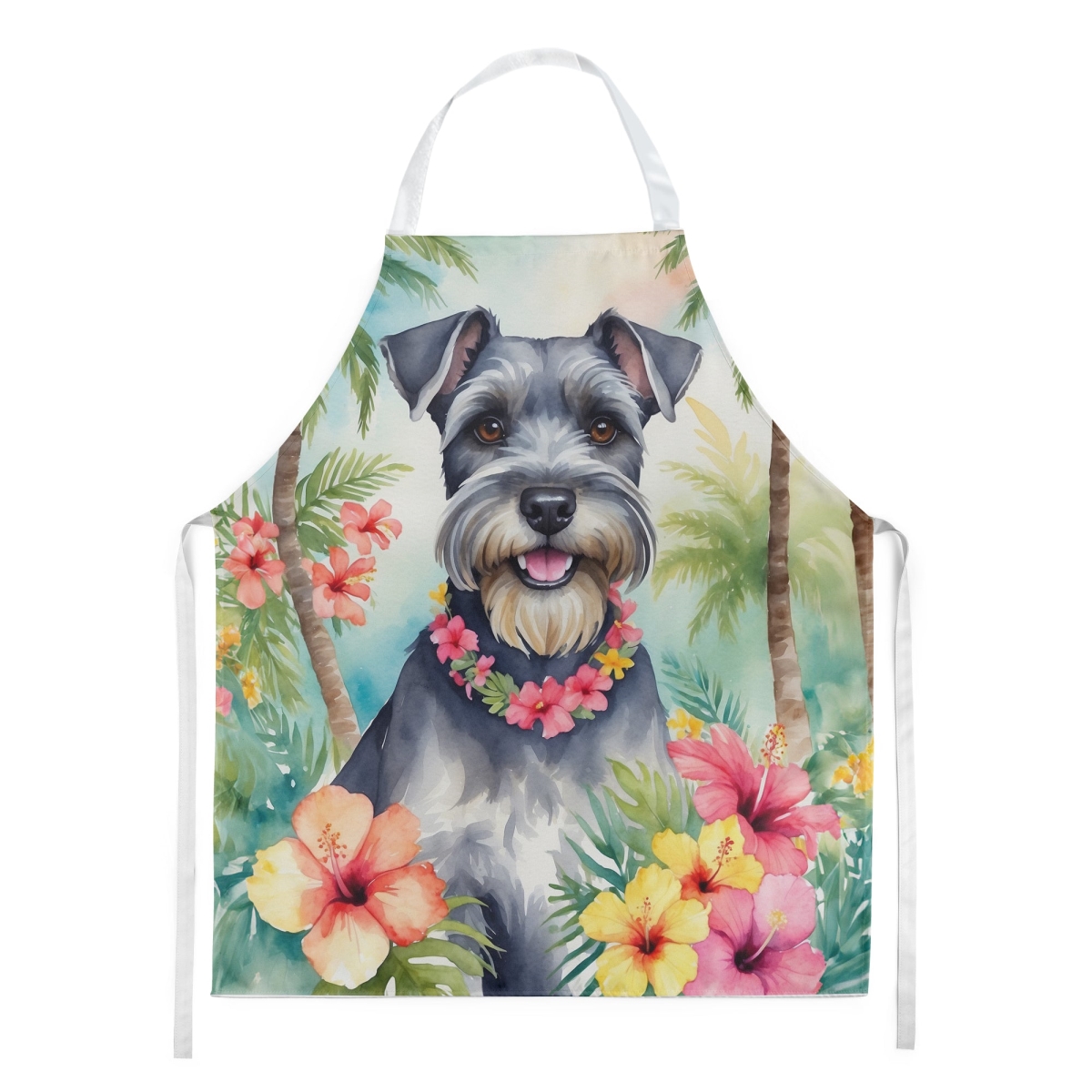 Picture of Carolines Treasures DAC6514APRON 30 x 27 in. Schnauzer Luau Apron