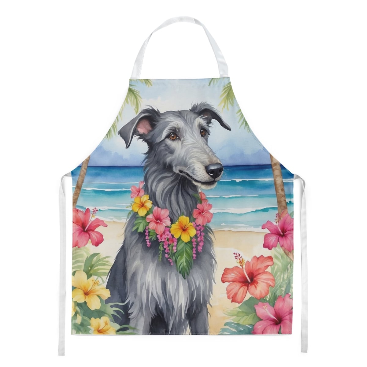 Picture of Carolines Treasures DAC6515APRON 30 x 27 in. Scottish Deerhound Luau Apron