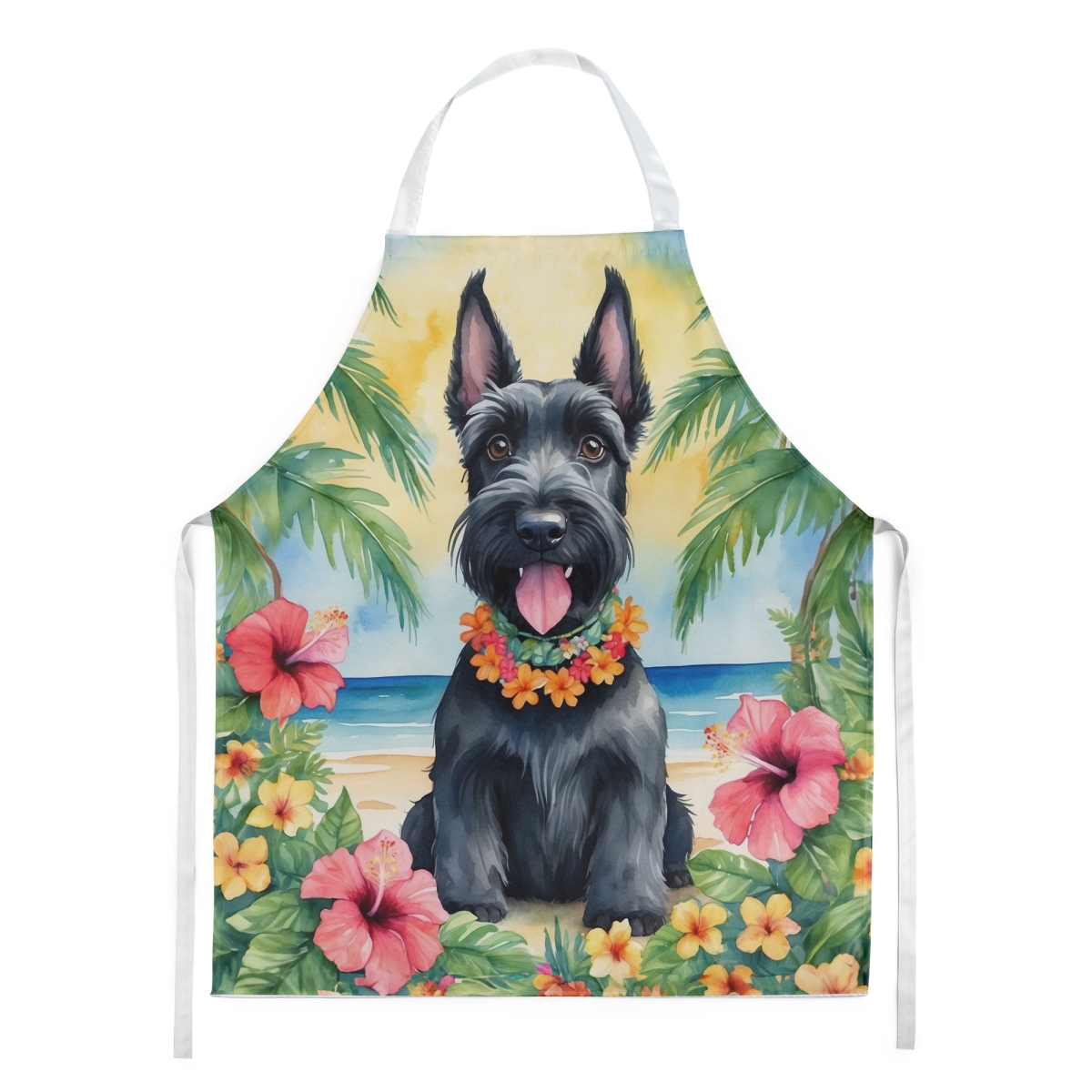 Picture of Carolines Treasures DAC6516APRON 30 x 27 in. Scottish Terrier Luau Apron