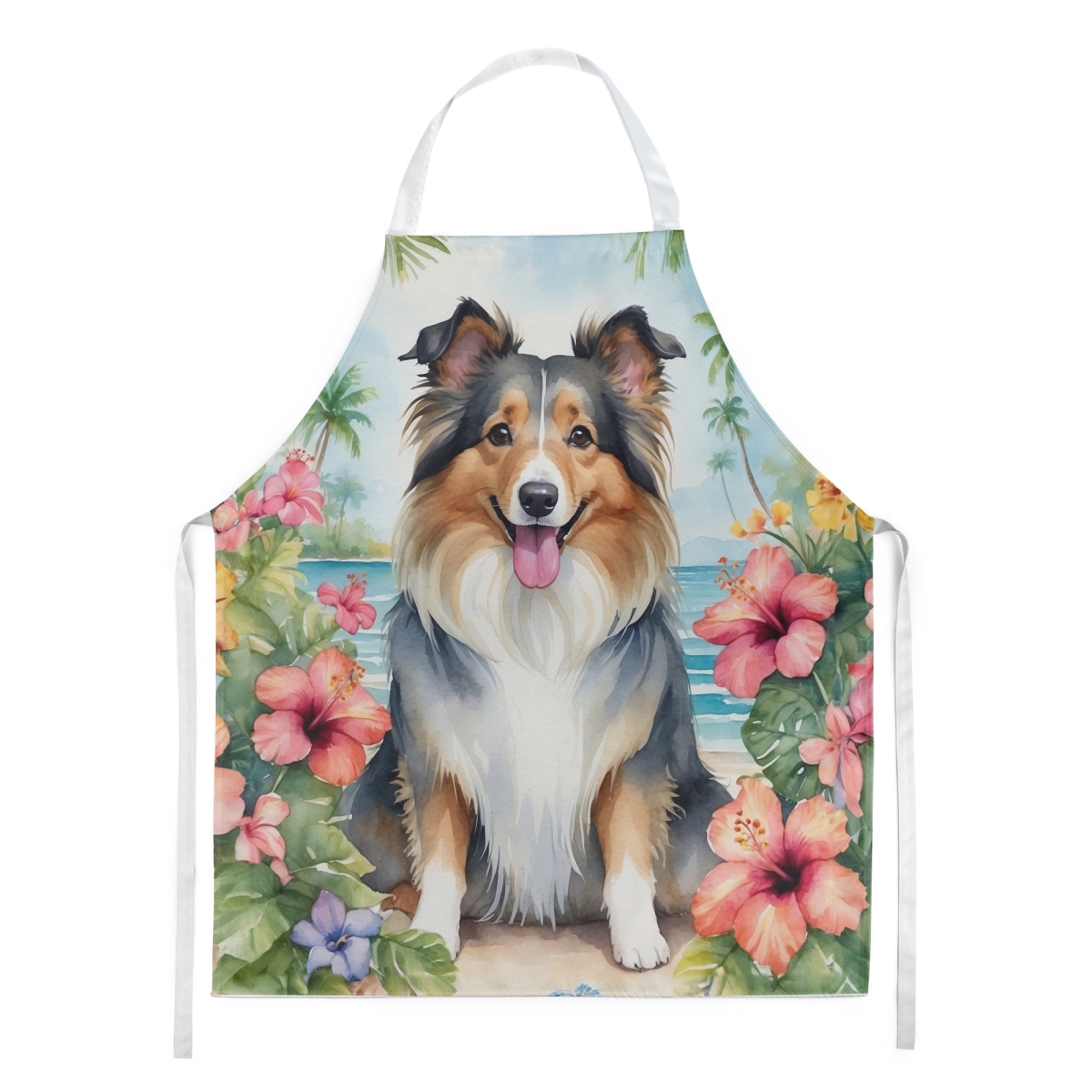 Picture of Carolines Treasures DAC6519APRON 30 x 27 in. Sheltie Luau Apron