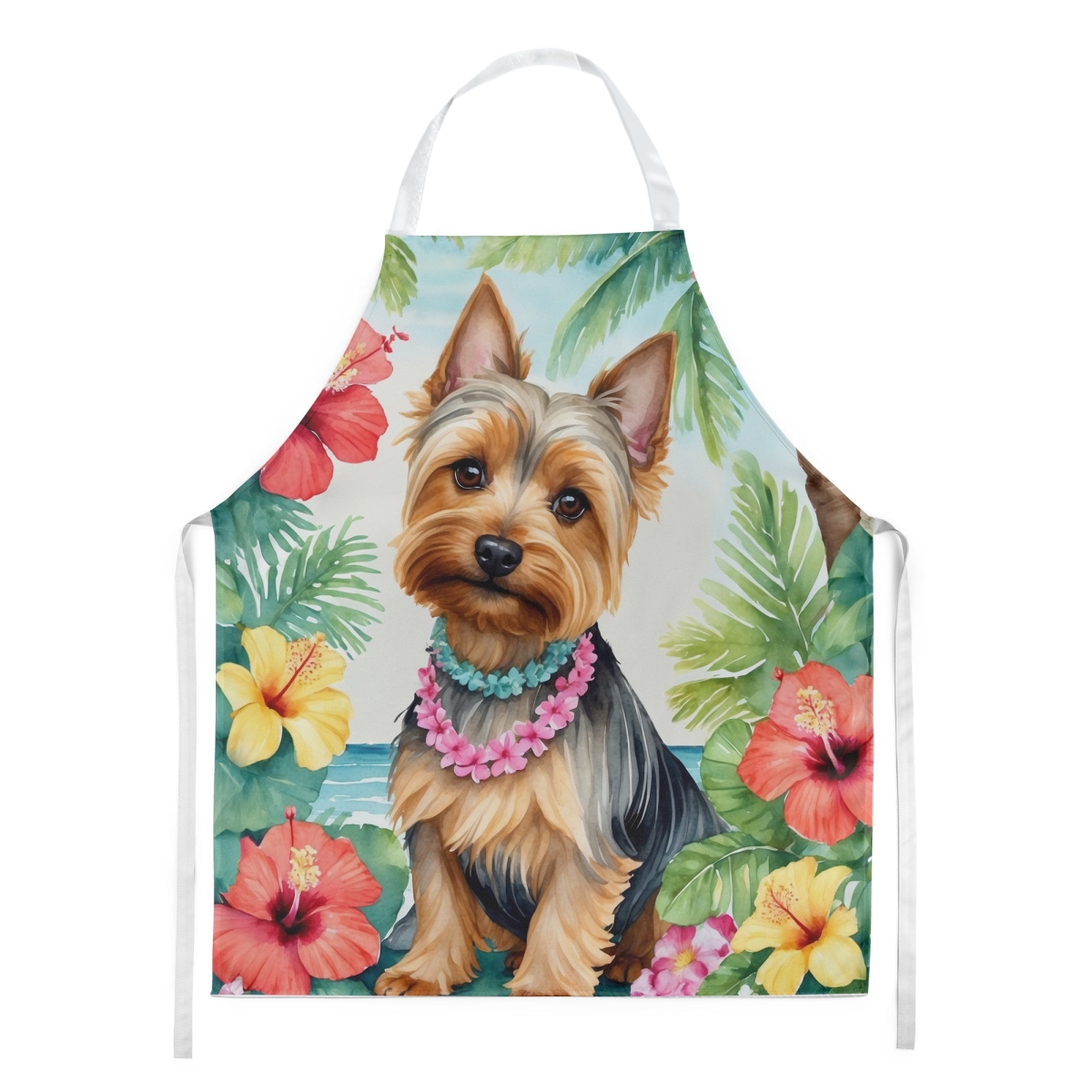 Picture of Carolines Treasures DAC6523APRON 30 x 27 in. Silky Terrier Luau Apron