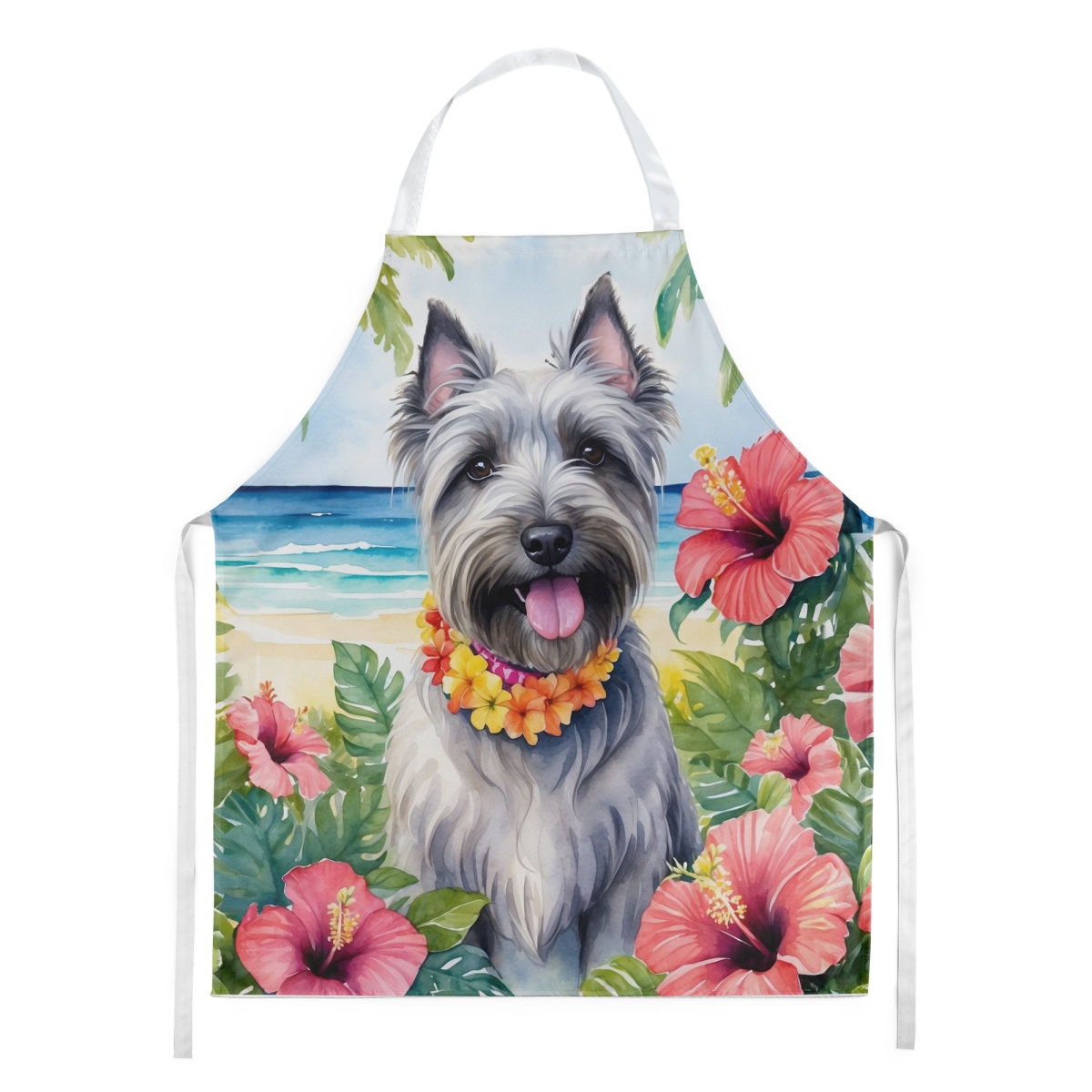 Picture of Carolines Treasures DAC6524APRON 30 x 27 in. Skye Terrier Luau Apron