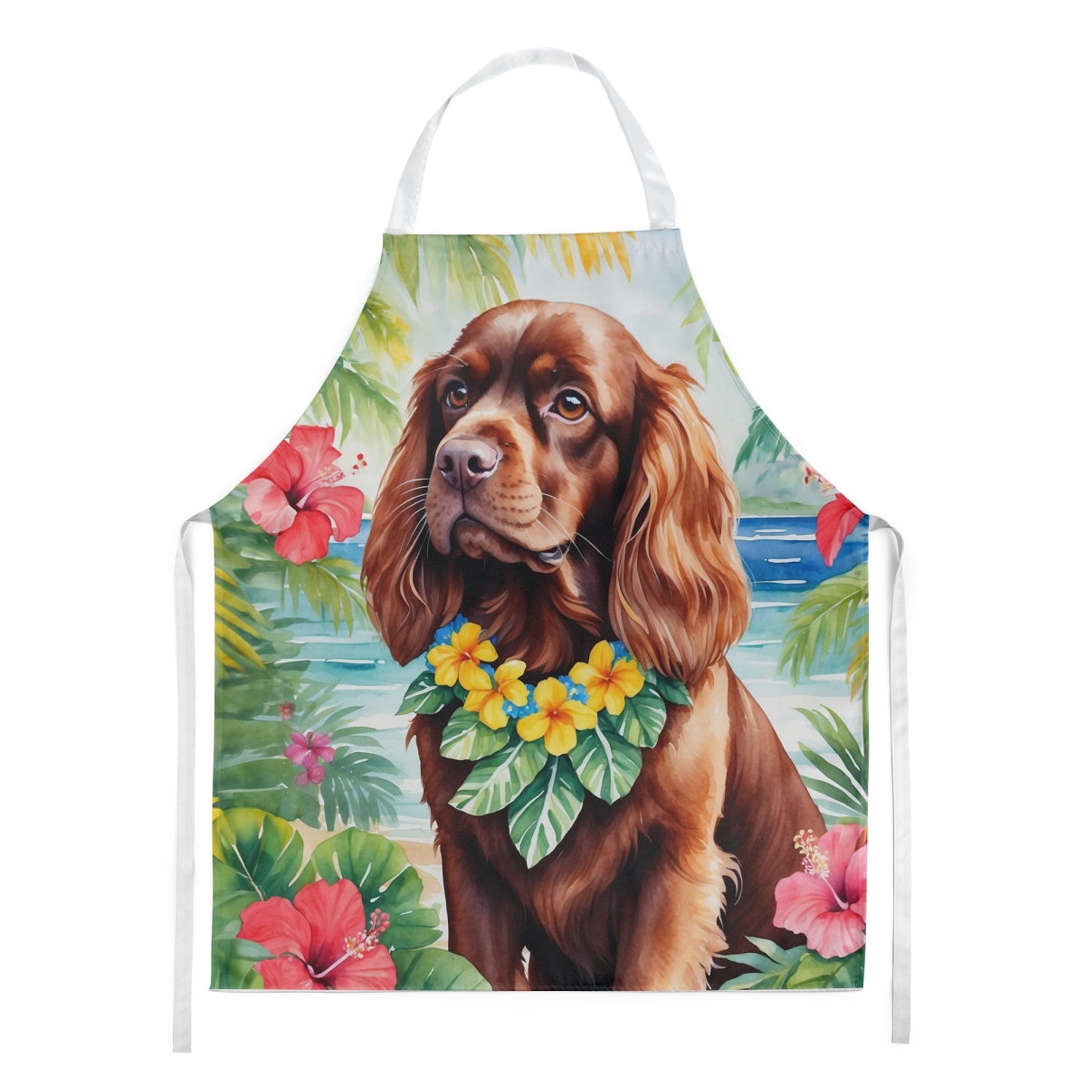 30 x 27 in. Sussex Spaniel Luau Apron