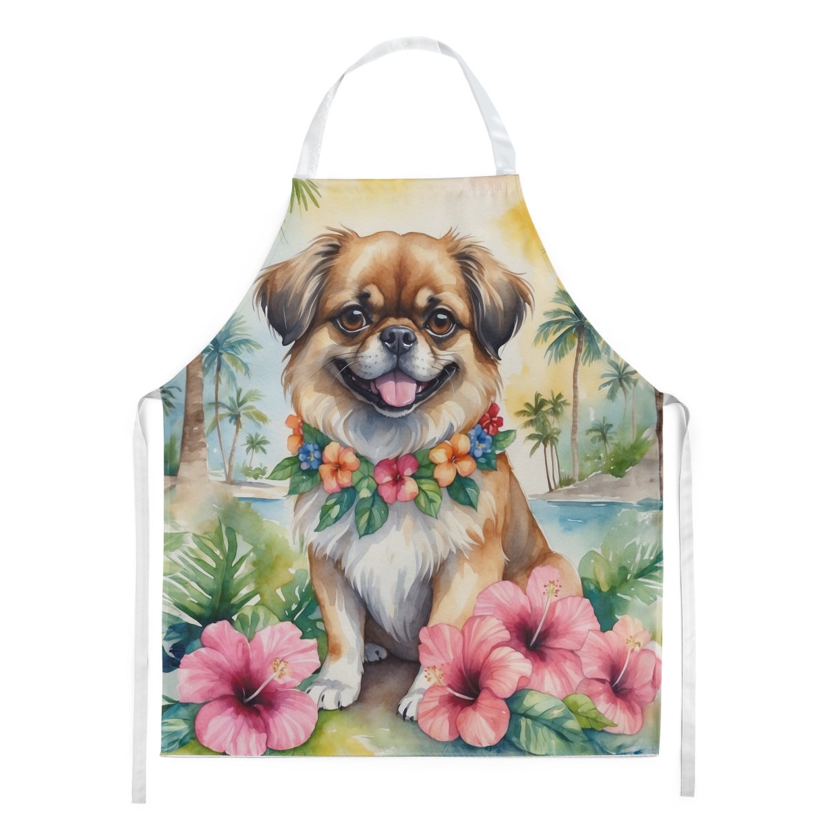 DAC6528APRON 30 x 27 in. Tibetan Spaniel Luau Apron