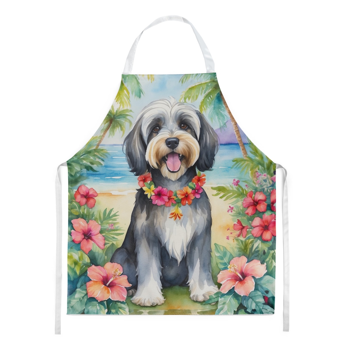 DAC6529APRON 30 x 27 in. Tibetan Terrier Luau Apron