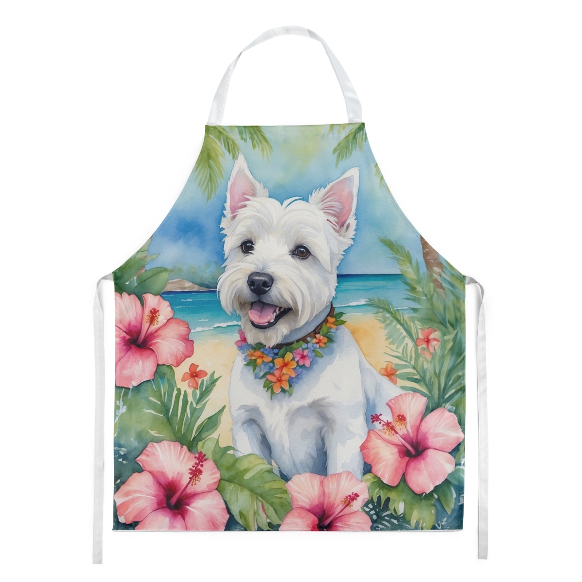 DAC6534APRON 30 x 27 in. Westie Luau Apron