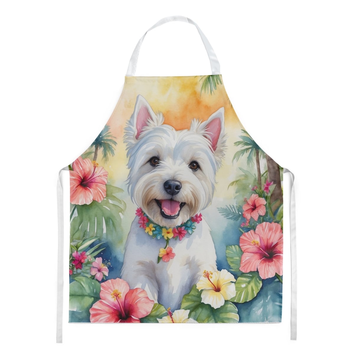 DAC6535APRON 30 x 27 in. Westie Luau Apron