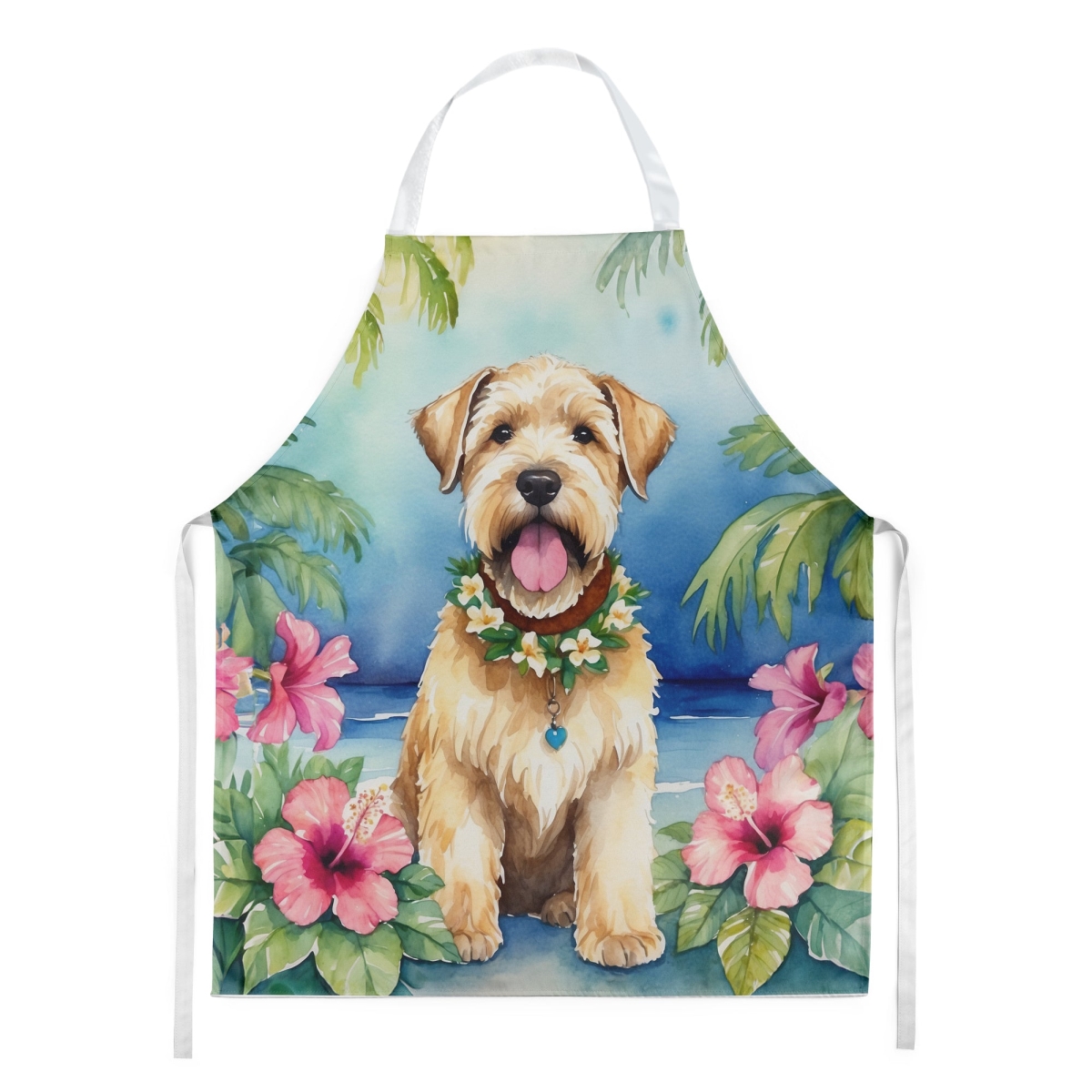 30 x 27 in. Wheaten Terrier Luau Apron