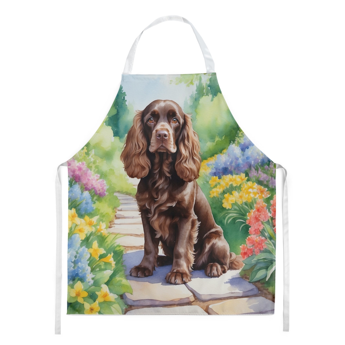 Picture of Carolines Treasures DAC6603APRON 30 x 27 in. Cocker Spaniel Spring Path Apron