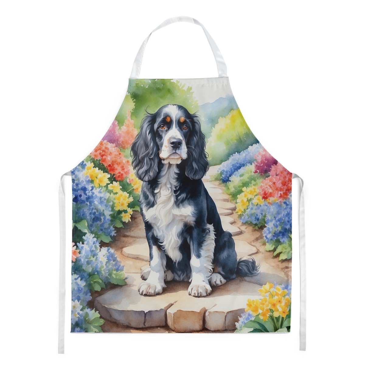 Picture of Carolines Treasures DAC6604APRON 30 x 27 in. Cocker Spaniel Spring Path Apron