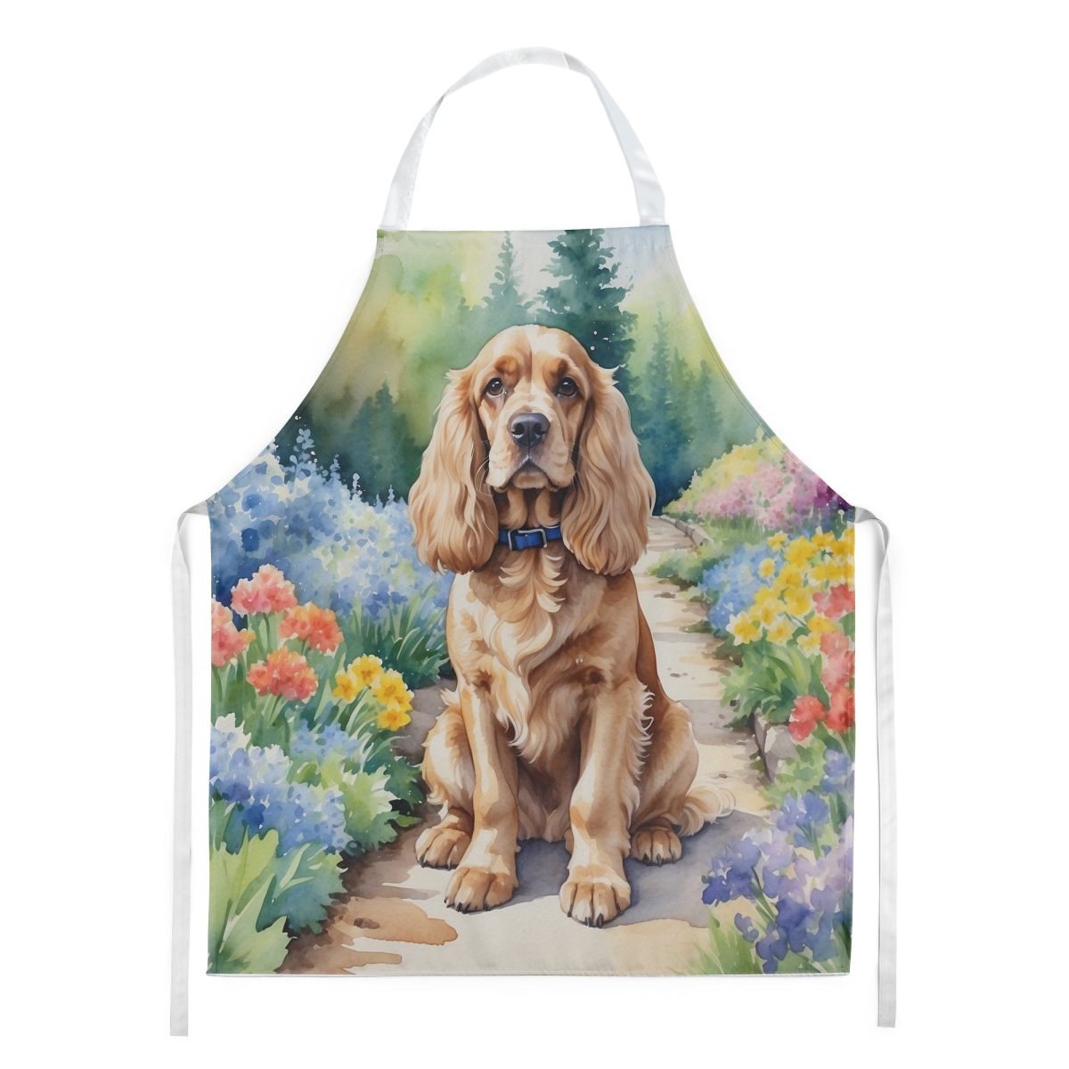 Picture of Carolines Treasures DAC6605APRON 30 x 27 in. Cocker Spaniel Spring Path Apron