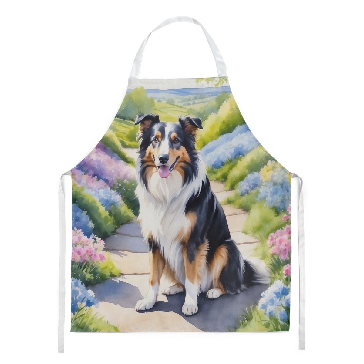 Picture of Carolines Treasures DAC6607APRON 30 x 27 in. Collie Spring Path Apron