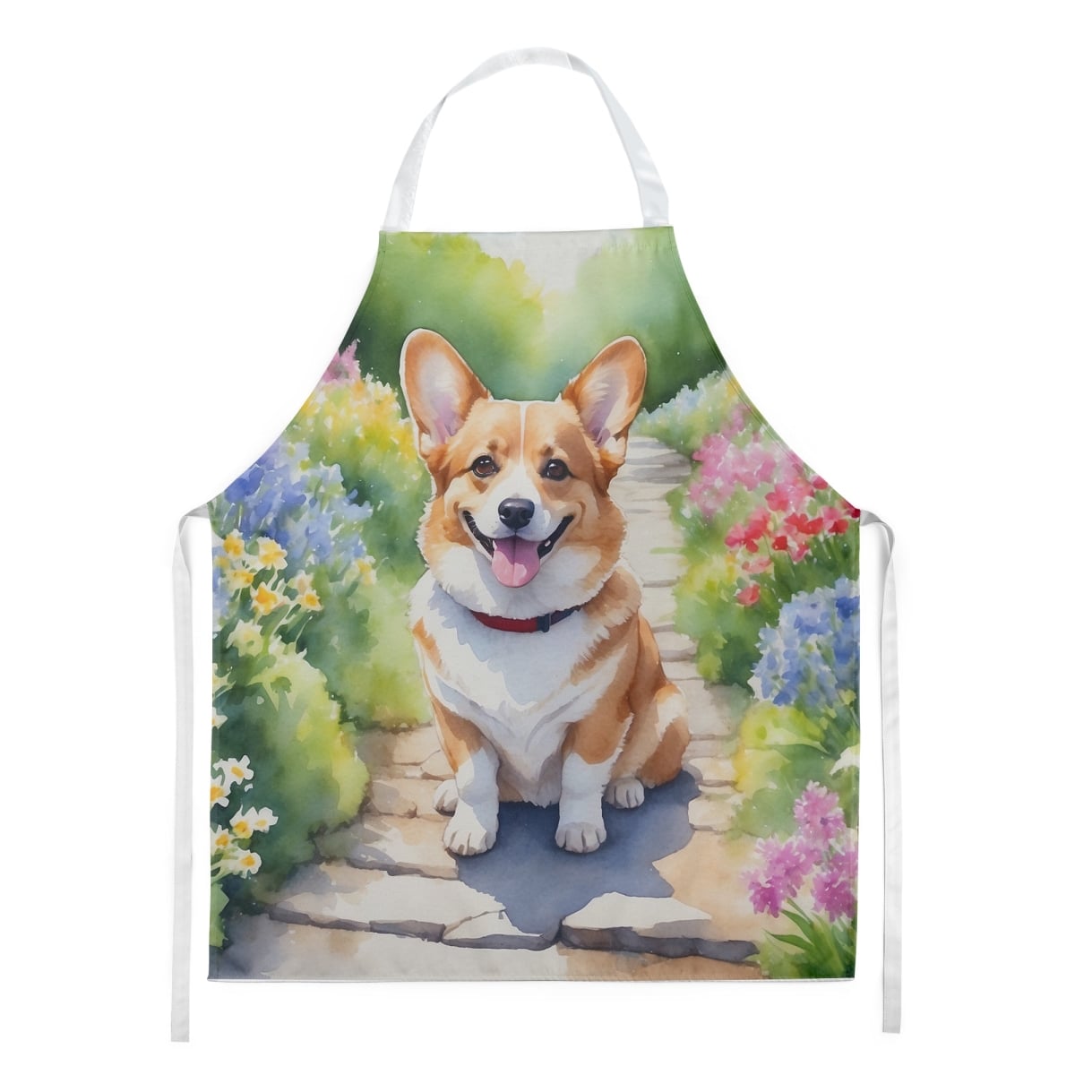 Picture of Carolines Treasures DAC6608APRON 30 x 27 in. Corgi Spring Path Apron