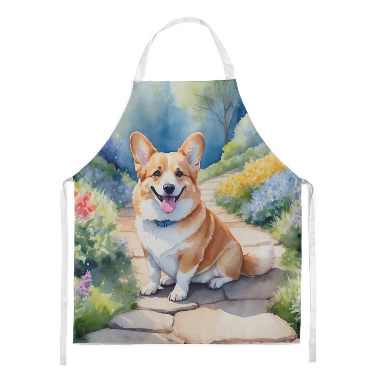 Picture of Carolines Treasures DAC6609APRON 30 x 27 in. Corgi Spring Path Apron