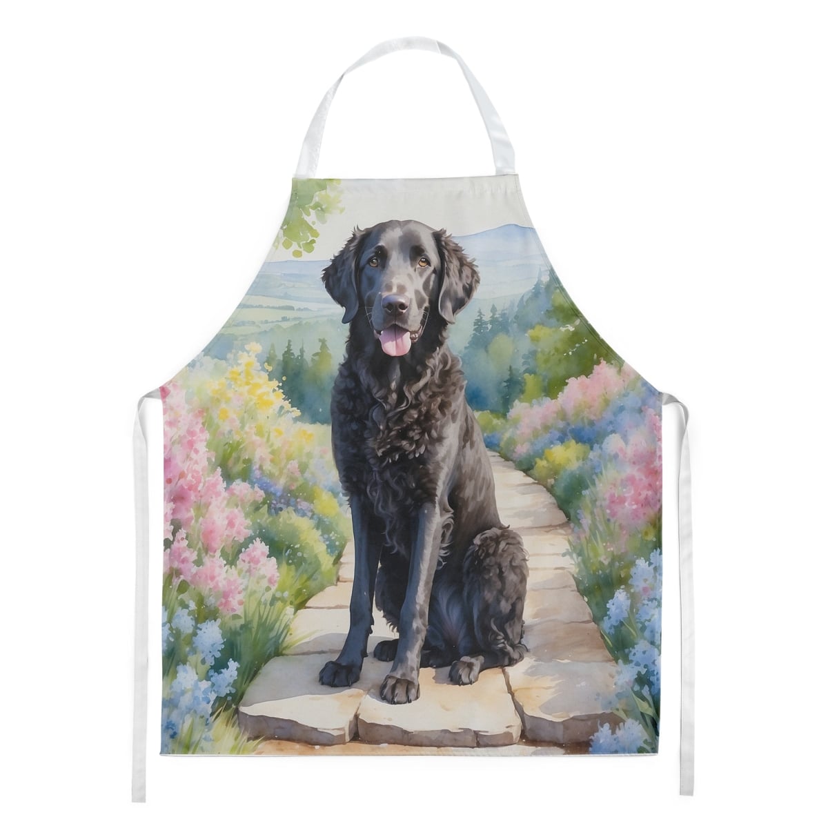 Picture of Carolines Treasures DAC6612APRON 30 x 27 in. Curly-Coated Retriever Spring Path Apron