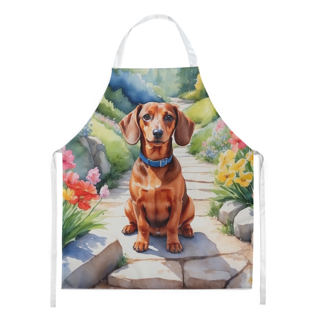 Picture of Carolines Treasures DAC6613APRON 30 x 27 in. Dachshund Spring Path Apron