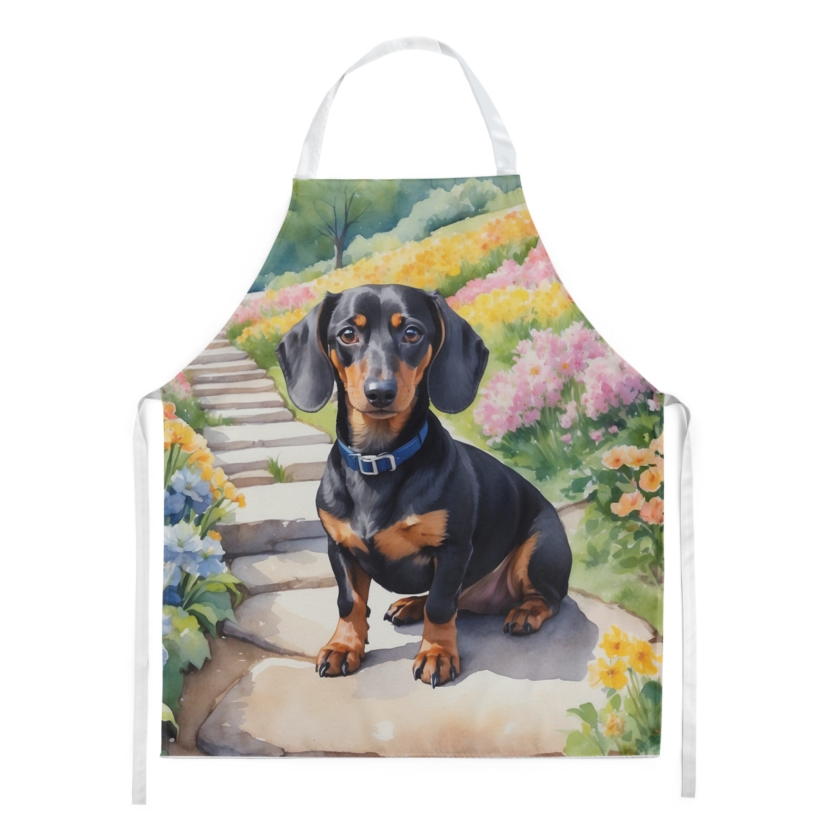 Picture of Carolines Treasures DAC6614APRON 30 x 27 in. Dachshund Spring Path Apron