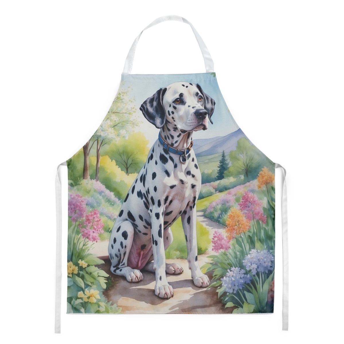 Picture of Carolines Treasures DAC6615APRON 30 x 27 in. Dalmatian Spring Path Apron