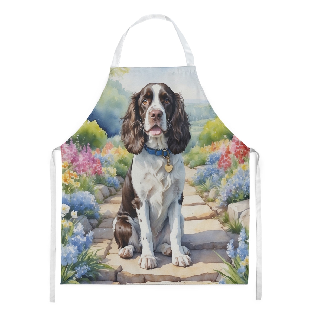 Picture of Carolines Treasures DAC6625APRON 30 x 27 in. English Springer Spaniel Spring Path Apron