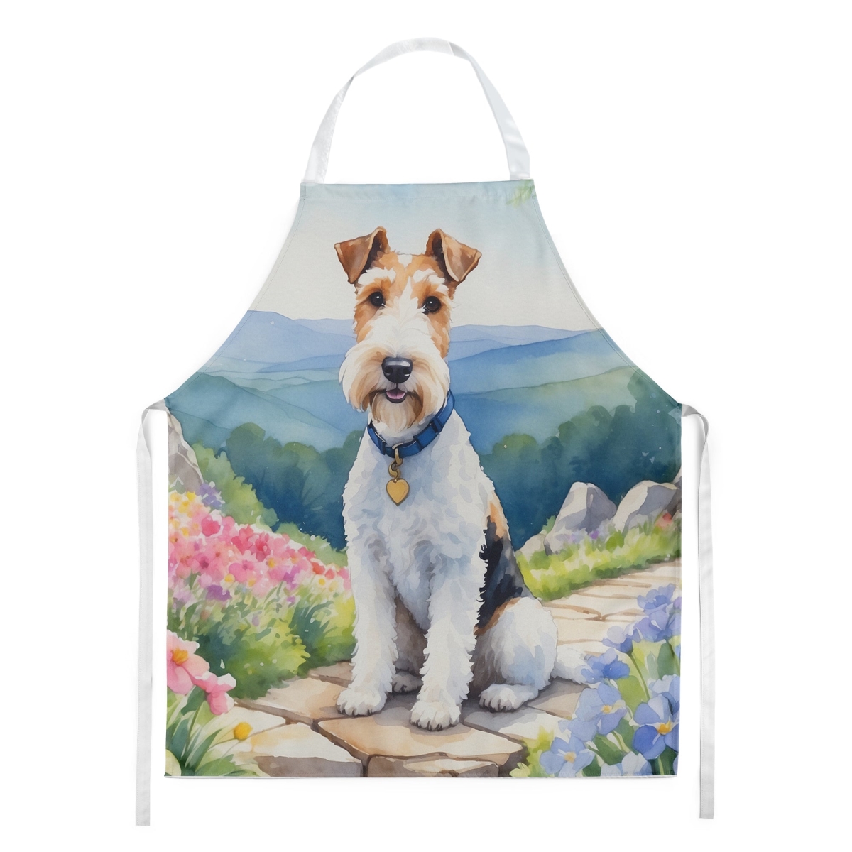 Picture of Carolines Treasures DAC6627APRON 30 x 27 in. Fox Terrier Spring Path Apron
