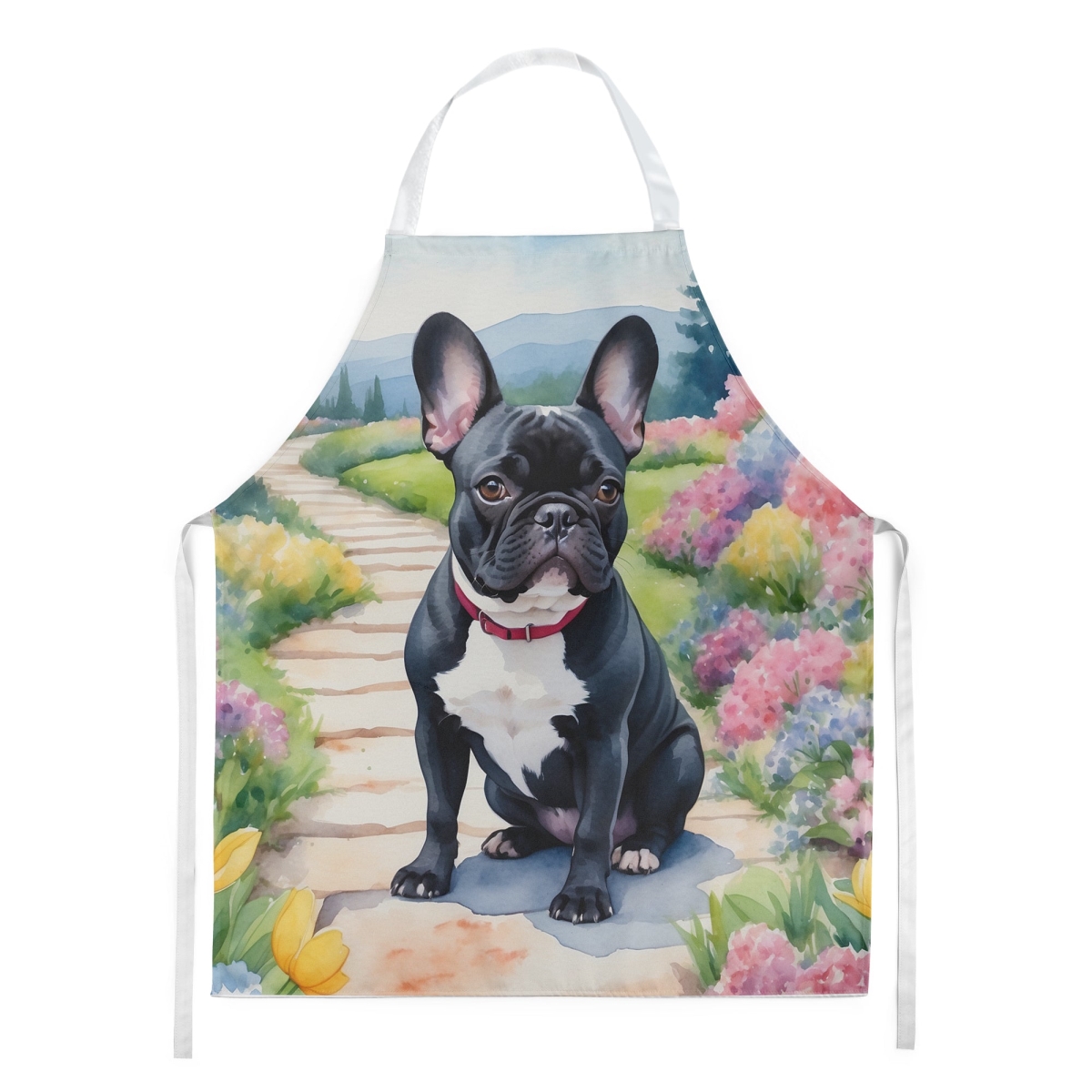 Picture of Carolines Treasures DAC6628APRON 30 x 27 in. French Bulldog Spring Path Apron