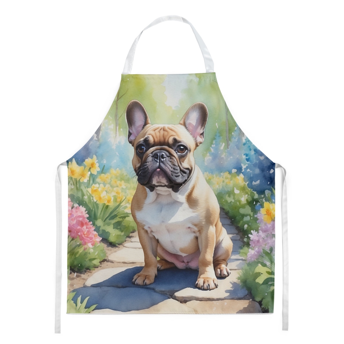 Picture of Carolines Treasures DAC6630APRON 30 x 27 in. French Bulldog Spring Path Apron