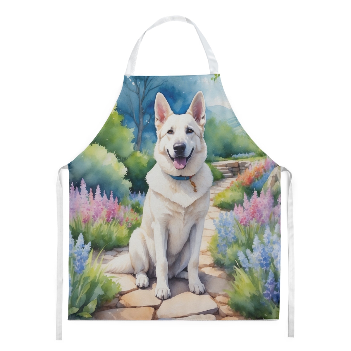 Picture of Carolines Treasures DAC6632APRON 30 x 27 in. German Shepherd Spring Path Apron