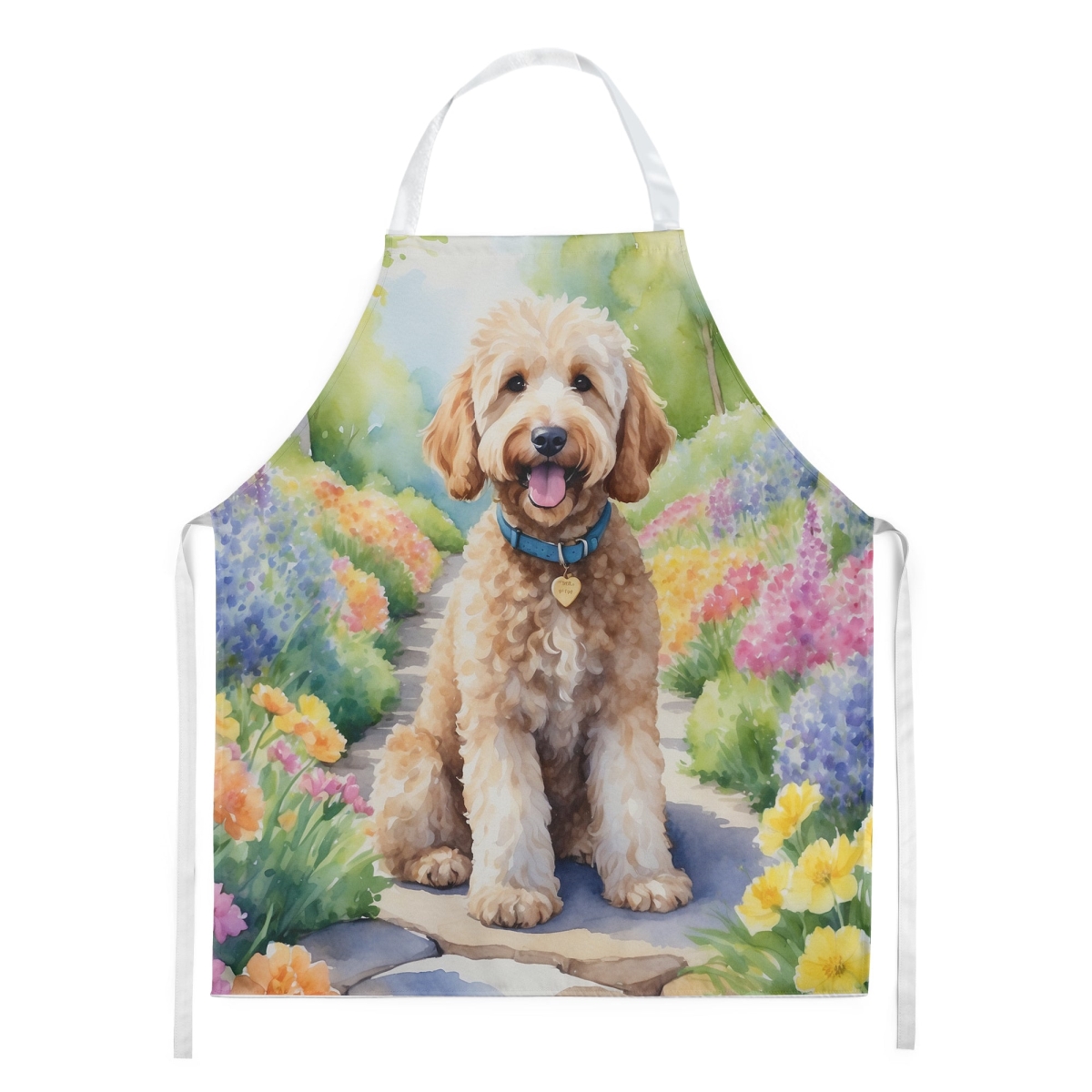 Picture of Carolines Treasures DAC6638APRON 30 x 27 in. Goldendoodle Spring Path Apron