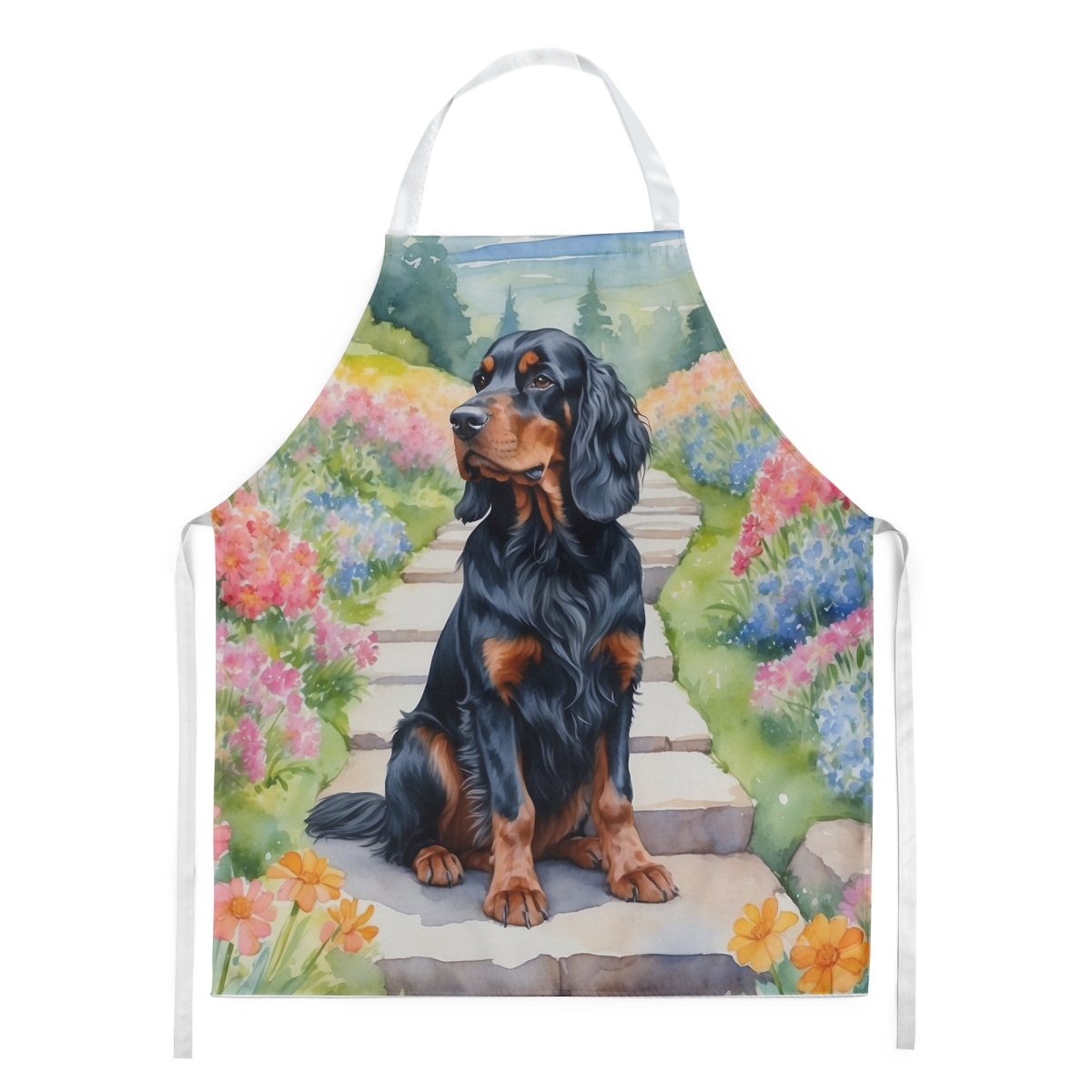 Picture of Carolines Treasures DAC6639APRON 30 x 27 in. Gordon Setter Spring Path Apron