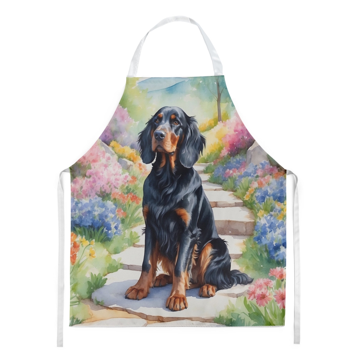 Picture of Carolines Treasures DAC6640APRON 30 x 27 in. Gordon Setter Spring Path Apron