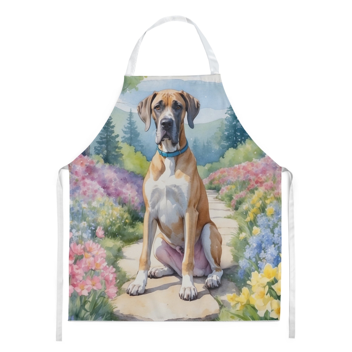 Picture of Carolines Treasures DAC6641APRON 30 x 27 in. Great Dane Spring Path Apron