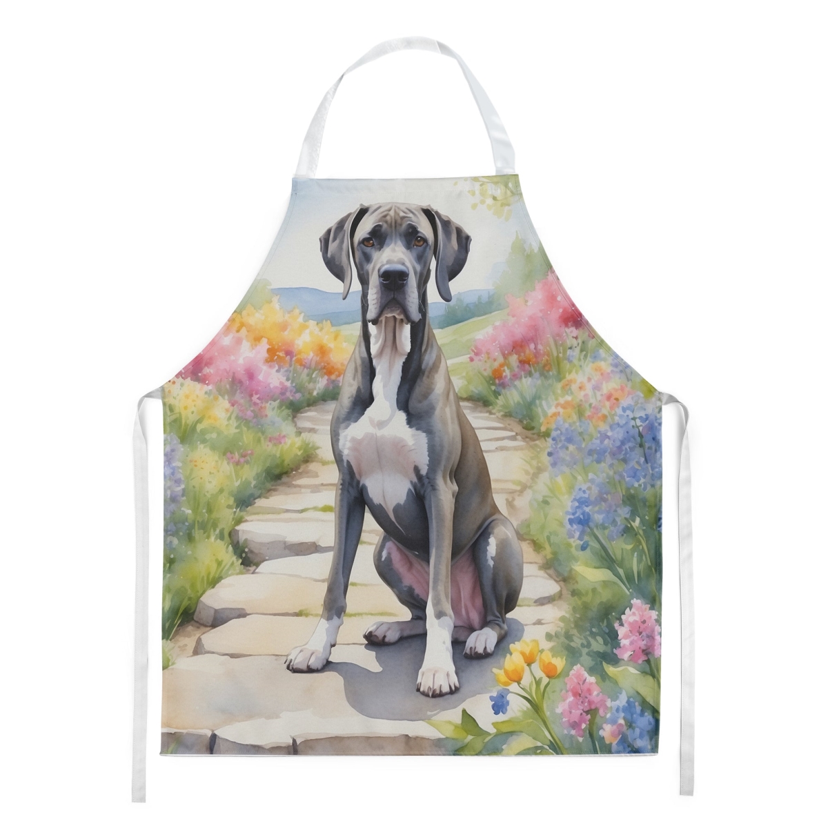 Picture of Carolines Treasures DAC6642APRON 30 x 27 in. Great Dane Spring Path Apron