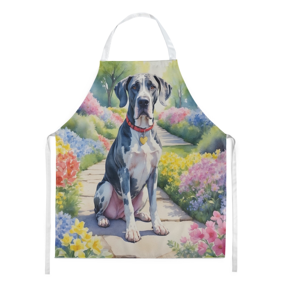 Picture of Carolines Treasures DAC6643APRON 30 x 27 in. Great Dane Spring Path Apron