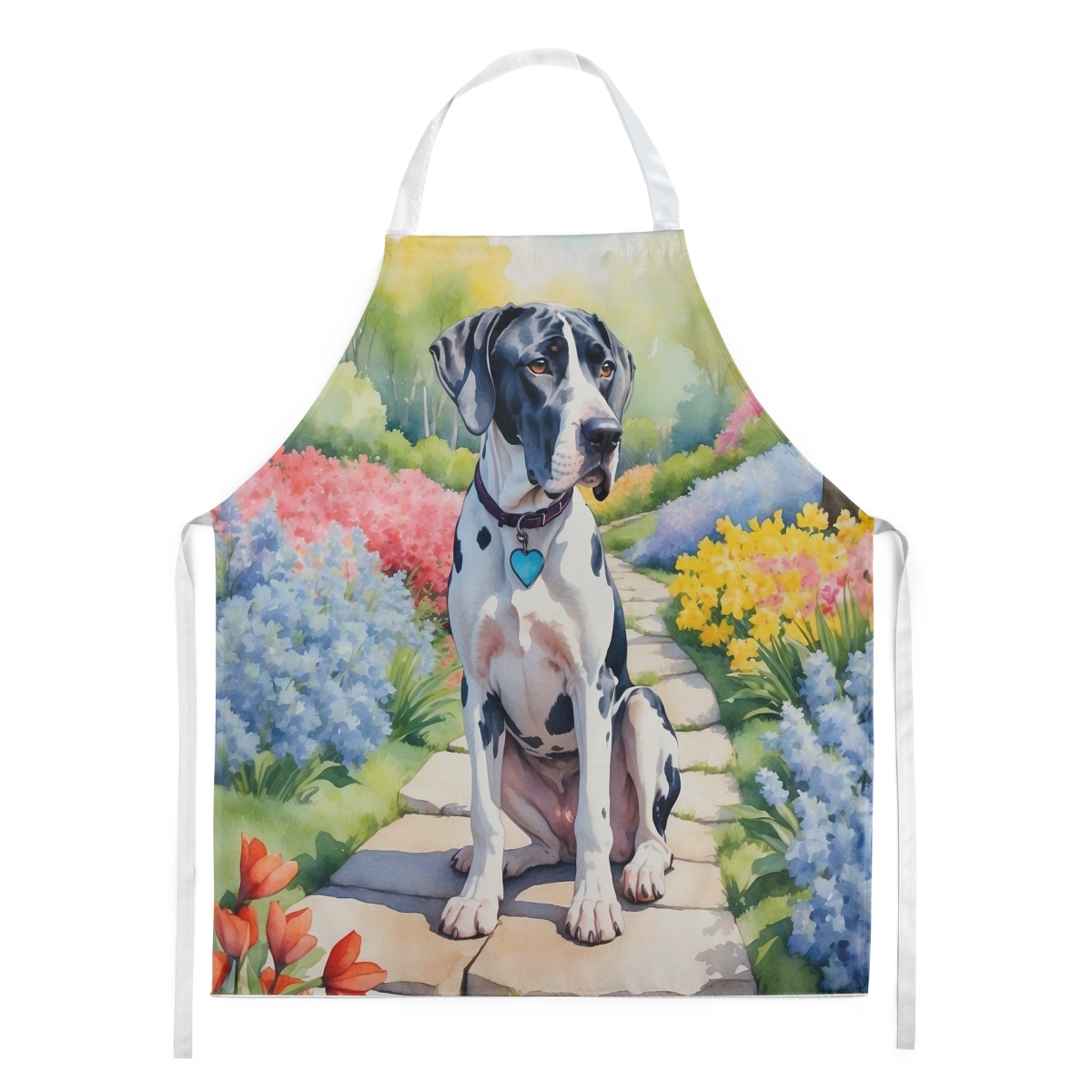 Picture of Carolines Treasures DAC6644APRON 30 x 27 in. Great Dane Spring Path Apron