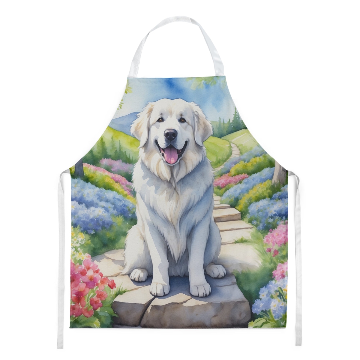 Picture of Carolines Treasures DAC6645APRON 30 x 27 in. Great Pyrenees Spring Path Apron