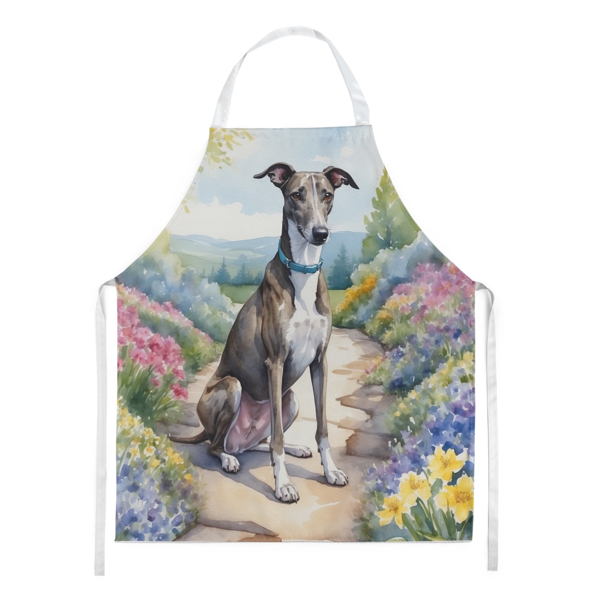 Picture of Carolines Treasures DAC6647APRON 30 x 27 in. Greyhound Spring Path Apron