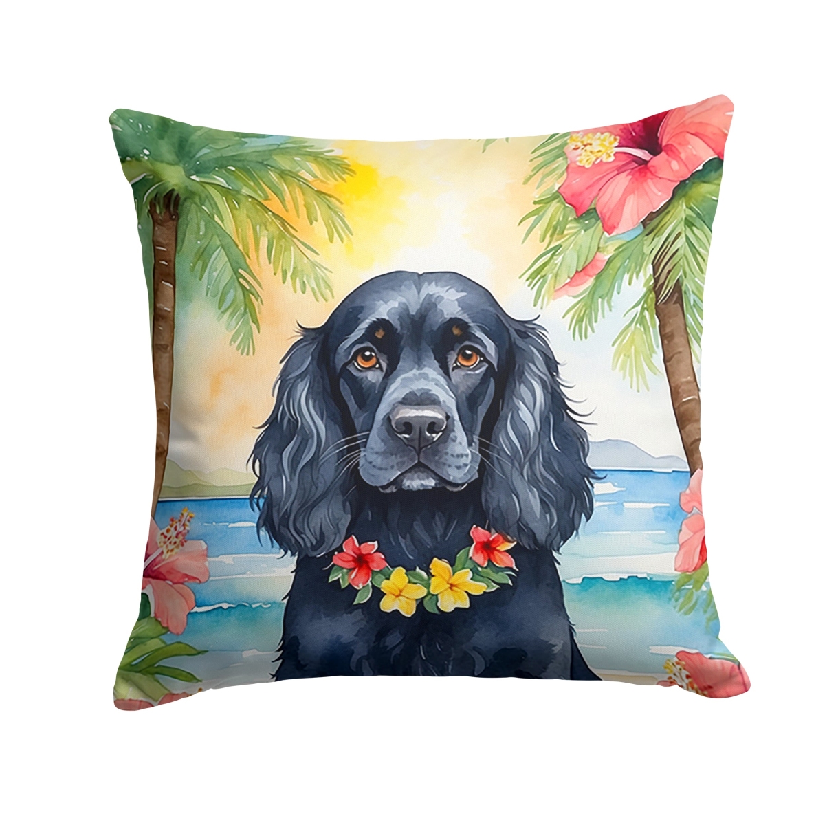 DAC6411PW1818 18 x 18 in. Cocker Spaniel Luau Throw Pillow