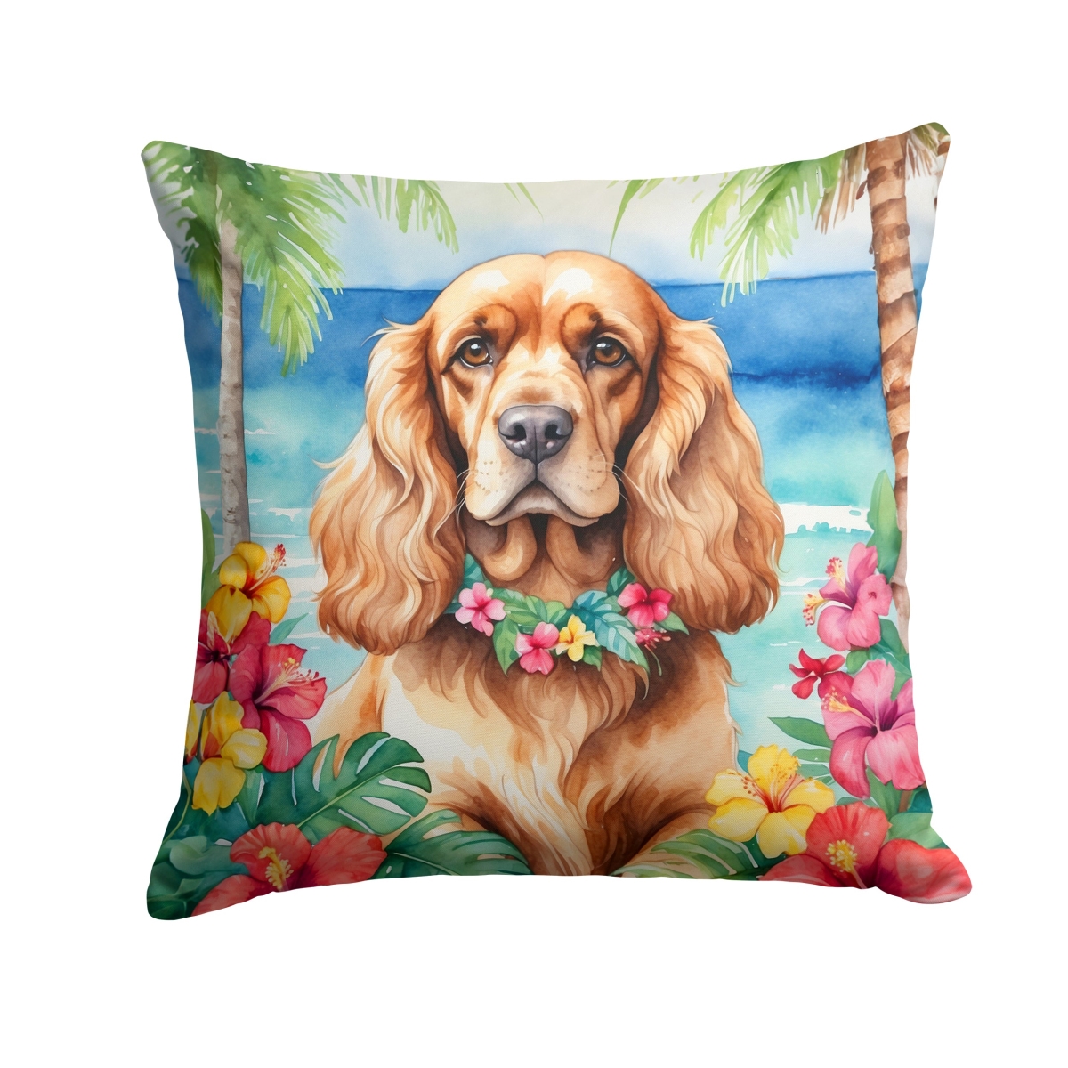 18 x 18 in. Cocker Spaniel Luau Throw Pillow