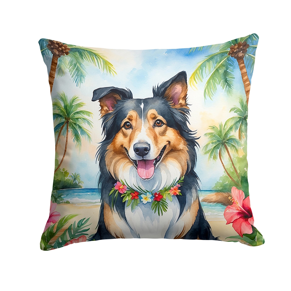 DAC6413PW1818 18 x 18 in. Collie Luau Throw Pillow