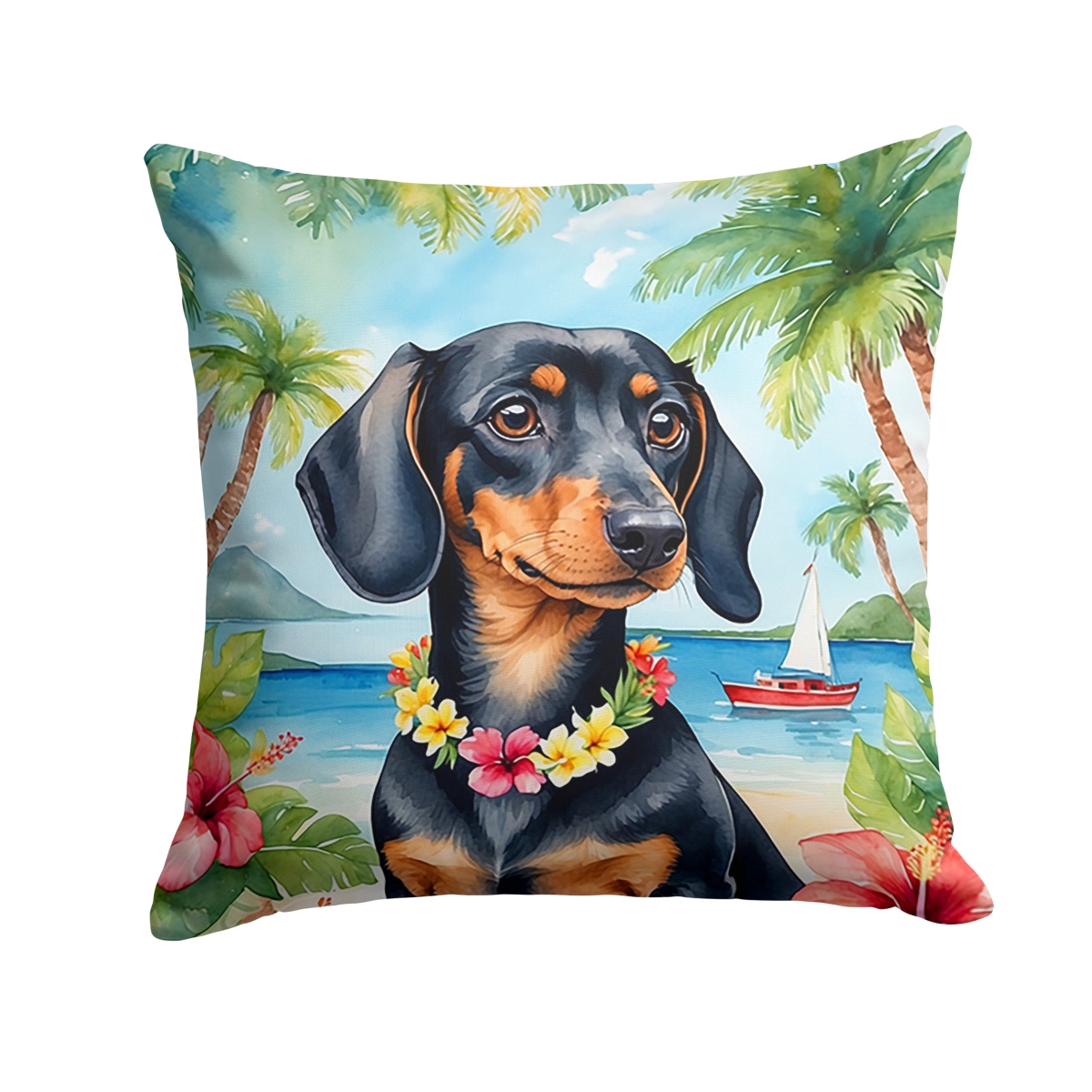 18 x 18 in. Dachshund Luau Throw Pillow