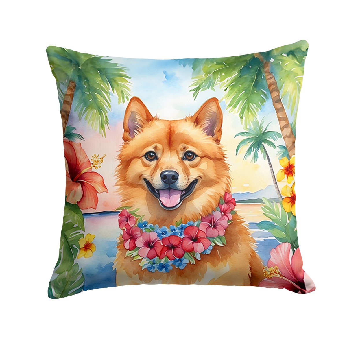 18 x 18 in. Finnish Spitz Luau Throw Pillow