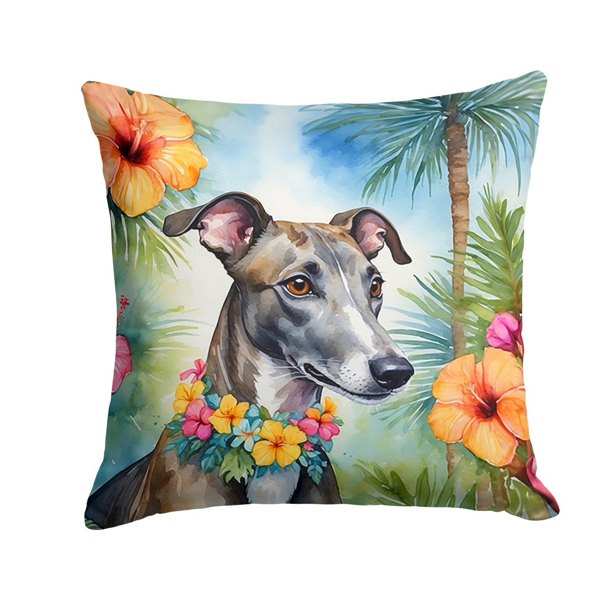 18 x 18 in. Greyhound Luau Throw Pillow