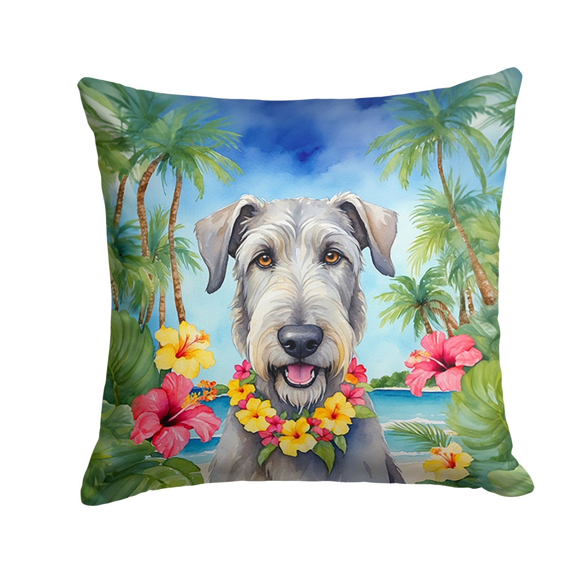 18 x 18 in. Irish Wolfhound Luau Throw Pillow