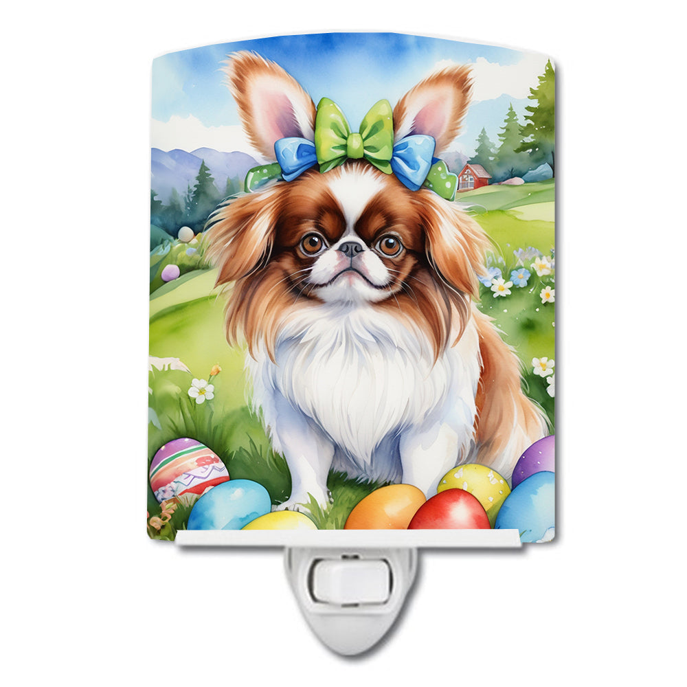 6 x 4 in. Japanese Chin Easter Egg Hunt Ceramic Night Light
