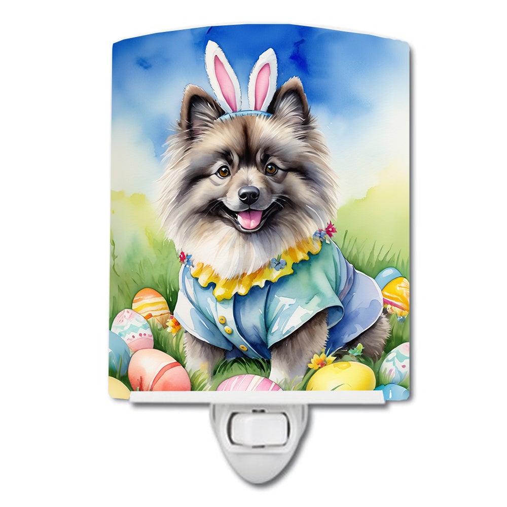 6 x 4 in. Keeshond Easter Egg Hunt Ceramic Night Light