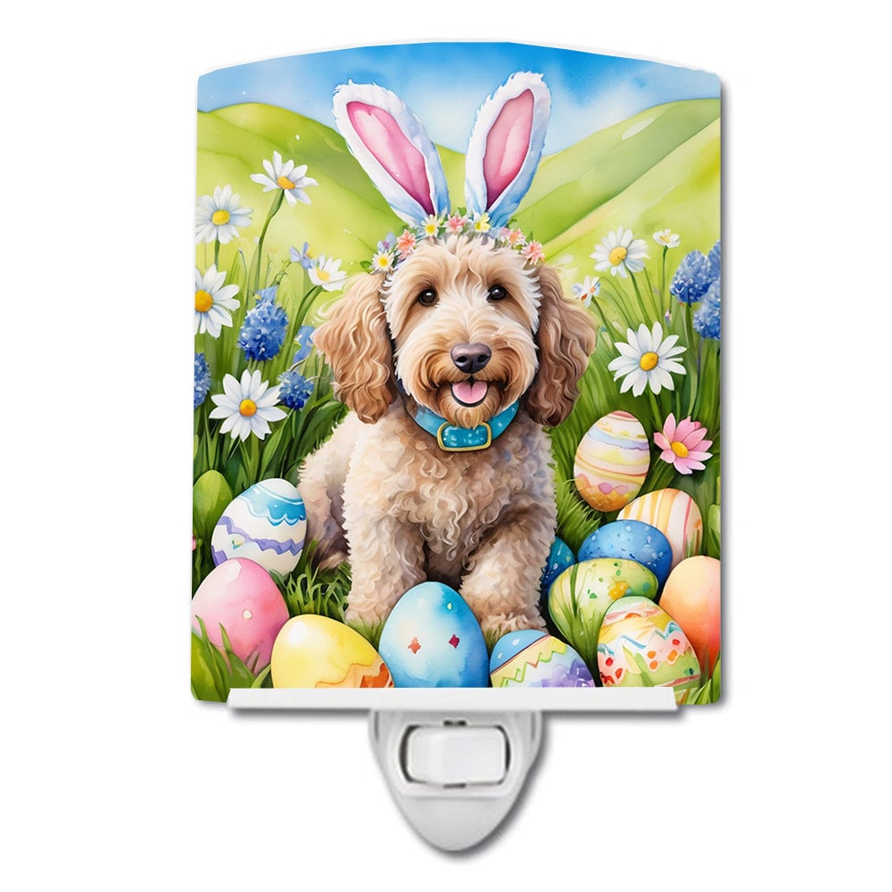 6 x 4 in. Labradoodle Easter Egg Hunt Ceramic Night Light