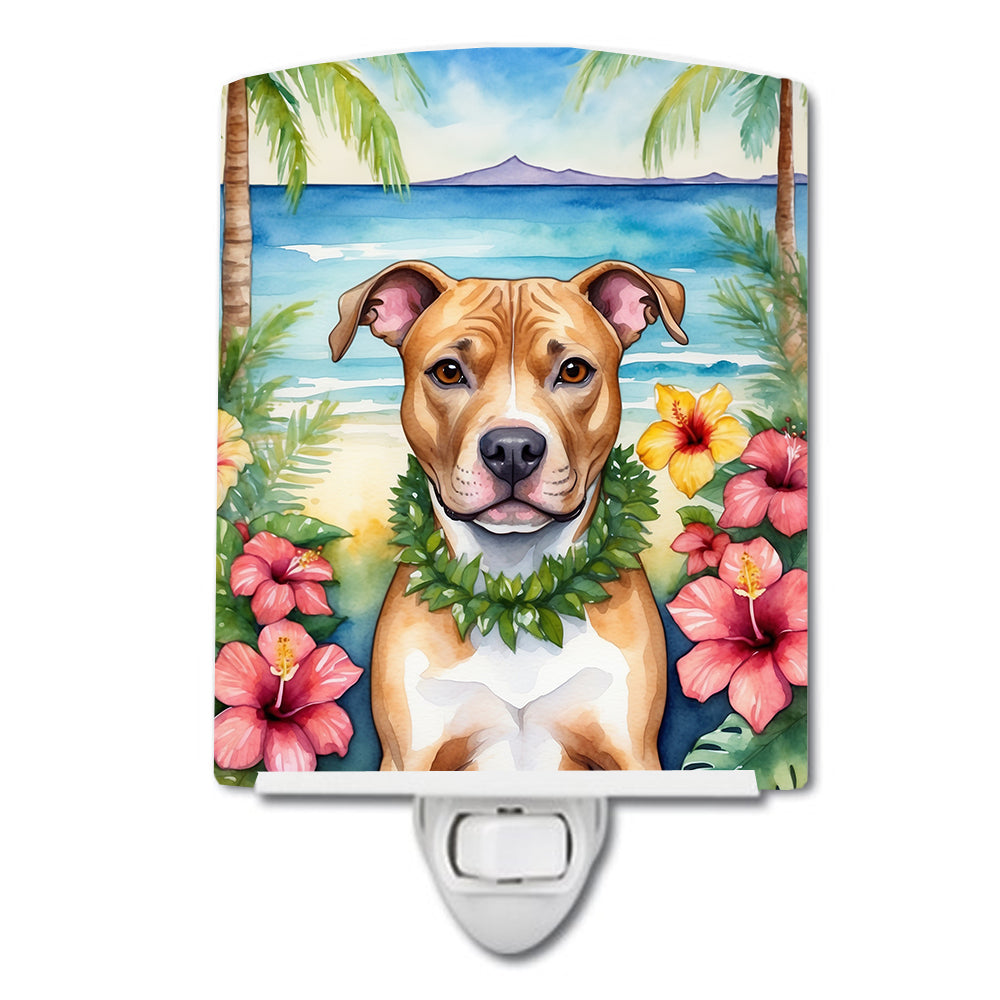 DAC6490CNL 6 x 4 in. Pit Bull Terrier Luau Ceramic Night Light